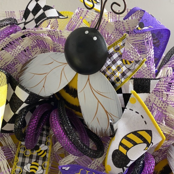 Purple bee wreath